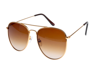 Fashionable brown sunglasses with sleek golden frames PNG