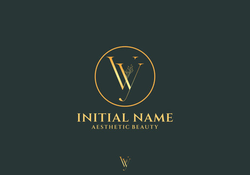 Letter Vy Beauty Logo with Flourish Ornament Luxury	