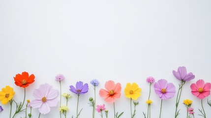 Colorful flowers arrangement on white background