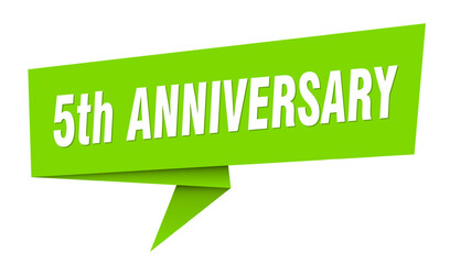 5th anniversary banner. 5th anniversary speech bubble, label, sticker, sign template