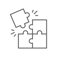 Team Misalignment Icon Vector, Puzzle Piece Not Fitting Concept, Editable Stroke Outline for Workplace Conflict, Role Mismatch, and Collaboration Breakdown Symbol