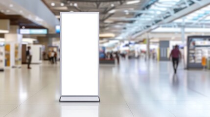 Blank vertical advertisement poster in shopping mall