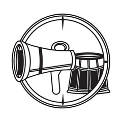 vector has a microphone and a drum 