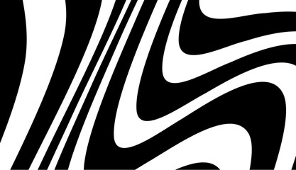 Abstract Optical Illusion of Wavy Black and White Stripes