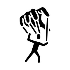 Micromanagement Control Icon Glyph Style Solid Black Silhouette Boss Controlling Employee Like Puppet Workplace Power Abuse Stress Symbol