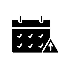 Task Overload Glyph Icon Solid Calendar with Deadline Pressure and Performance Spike Symbol Silhouette Black Icon for Remote Worker Burnout and Productivity Stress