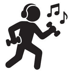 vector of a man listening to music and exercising 
