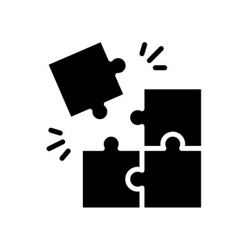 Team Misalignment Icon Glyph Style Puzzle Pieces Conflict Disconnection Solid Silhouette Symbo