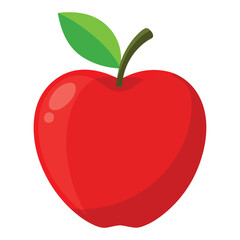 Flat red apple with leaf