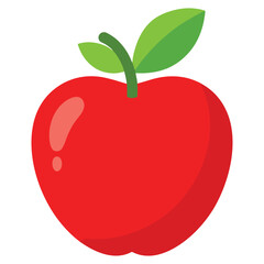 Flat red apple with leaf