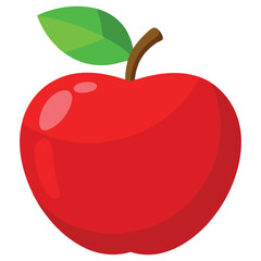 Flat red apple with leaf