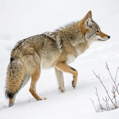Fototapeta premium Coyote in Winter Snow, Wildlife Photography, Canid Canis latrans, winter wildlife