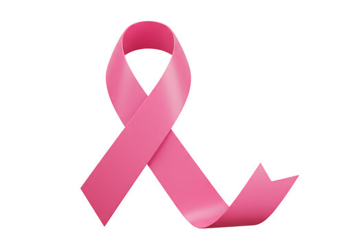 Elegant pink ribbon symbolizing breast cancer awareness isolated against a black background