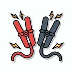 Cartoon Illustration of Electric Battery Connectors