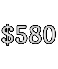 dollar sign on white background $580