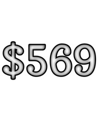 dollar sign on white background $569