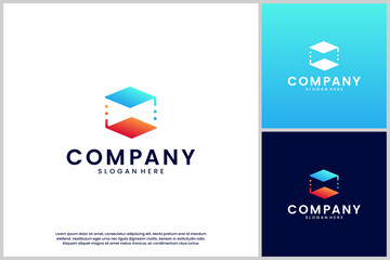 digital base education symbol, science, hexagon abstract, vector template