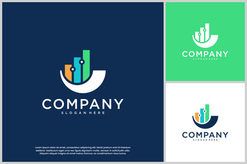 creative financial technology logo, digital investment services, illustration design