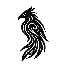 Tribal Phoenix Bird Silhouette Stylized Firebird Vector Art