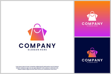 shopping bag, smart shop, abstract shirt shape, illustration design