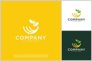 natural growth logo, modern agriculture symbol, design vector abstract