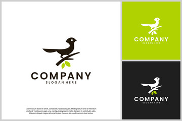 bird perched silhouette, tree branch, eco-friendly symbol, vector graphic