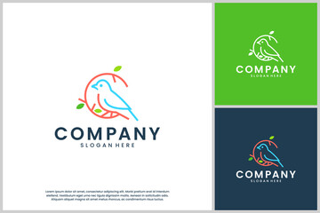 abstract bird logo, line art style, colorful, friendly, graphic template