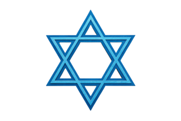 Blue star of david symbol isolated on transparent background