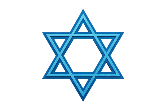 Blue star of david symbol isolated on transparent background