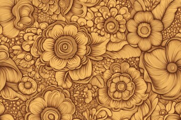 Floral pattern, intricate design, golden hues