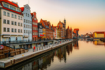 Gdansk with Motlawa river in Poland. Old town colourful house with main square. © Zedspider