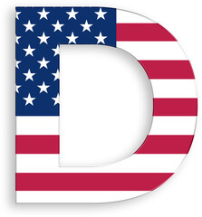 American Flag Alphabet Letter D 4th of July USA Independence Day Veterans Day