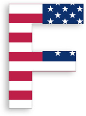 American Flag Alphabet Letter F 4th of July USA Independence Day Veterans Day