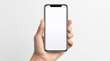 Hand Holding Modern Smartphone with Blank Screen for Display Use