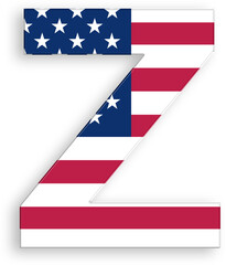 American Flag Alphabet Letter Z 4th of July USA Independence Day Veterans Day