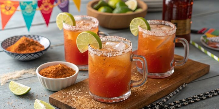 Spicy Michelada Cocktail Recipe Salted Rim, Lime Garnish, Fiesta, Michelada Recipe, Spicy Cocktail Michelada, Cocktail - Powered by Adobe