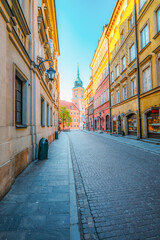 Warsaw old city center near Vistula river in Poland. The Royal Castle in Warsaw