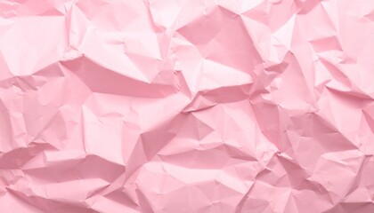 Naklejka premium Pink crumpled paper texture background. Pastel color, wrinkled surface, design element.