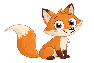 Obraz premium Cute cartoon fox illustration isolated on transparent background