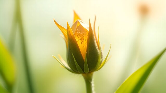 Close-up of a vibrant yellow tulip blossom with clear shiny yellow diamond glass at the center, celebrating spring's beauty