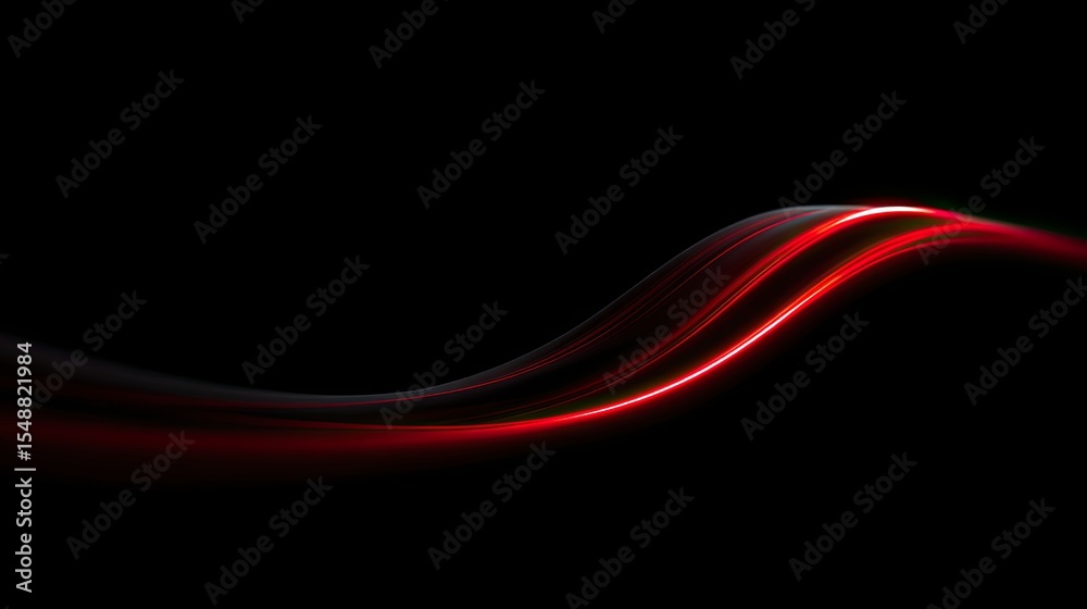 Poster abstract red light wave effect on dark background for design use