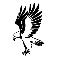 tribal eagle silhouette diving with raised wings