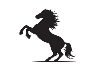 Rearing up Black Horse Side View Vector Silhouette Design