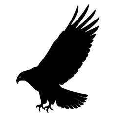 eagle silhouette with raised wings in side view