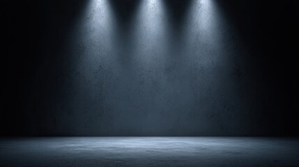 Dark and Dramatic Studio Background with Soft Spotlights Above