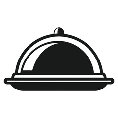 Obraz premium Simple black and white cloche illustration for restaurant or food-related designs.