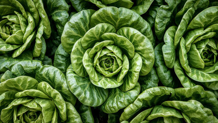 Fototapeta premium Fresh green lettuce leaves close up photography