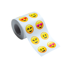 Emoji stickers roll cute faces heart eyes happy face sticker roll for kids and adults fun expression on transparent background