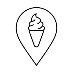 Ice Cream Shop Pointer Line Icon. Editable Stroke. Pin, Navigation, Direction, Marker Icons Vector Illustration