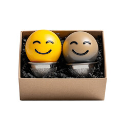 Emoji tea infusers set cute smiley face tea strainer gift box novelty kitchen accessories tea lover present on transparent background